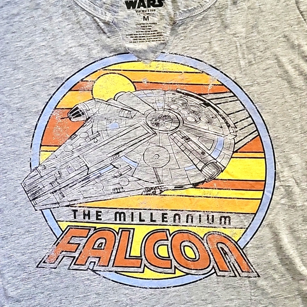 NWT Retro Star Wars Millennium Falcon Shirt - Grey - Size Medium - Picture 3 of 4